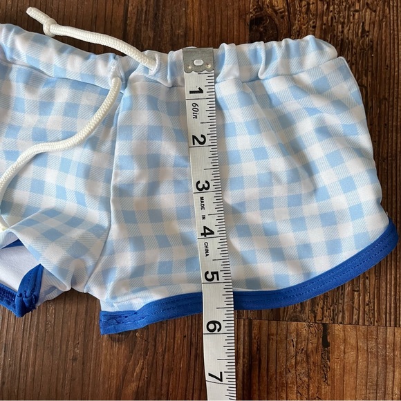 Little Lamb & Co. Blue/White Checkered Euro Style Swim Trunks Size 4T - Picture 6 of 12